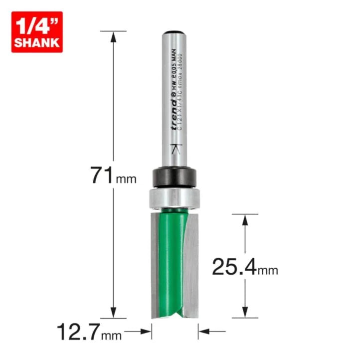 TREND C121 1/4'' 12.7mm x 25.4mm TEMPLATE PROFILE ROUTER CUTTER