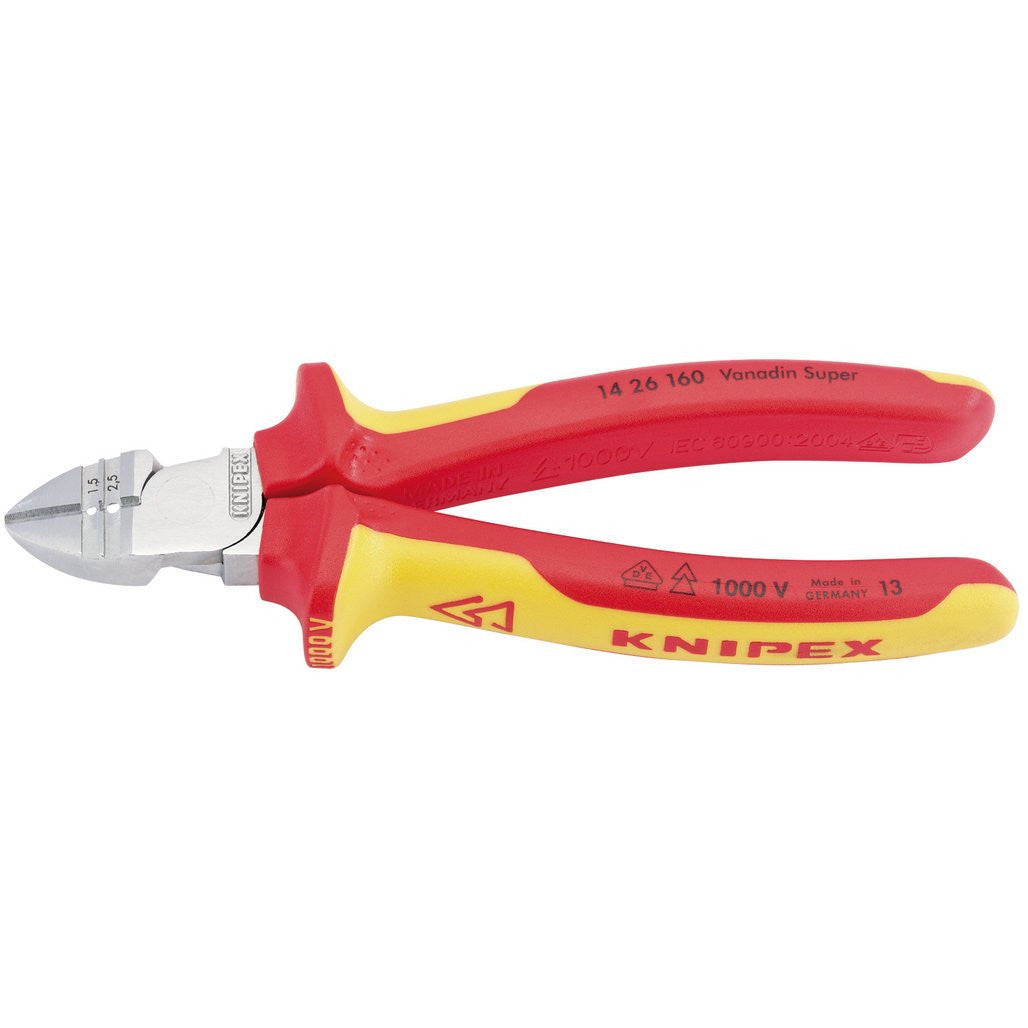 KNIPEX 14 26 160 SB VDE Fully Insulated Diagonal Wire Strippers and Cutter 160mm (34055)