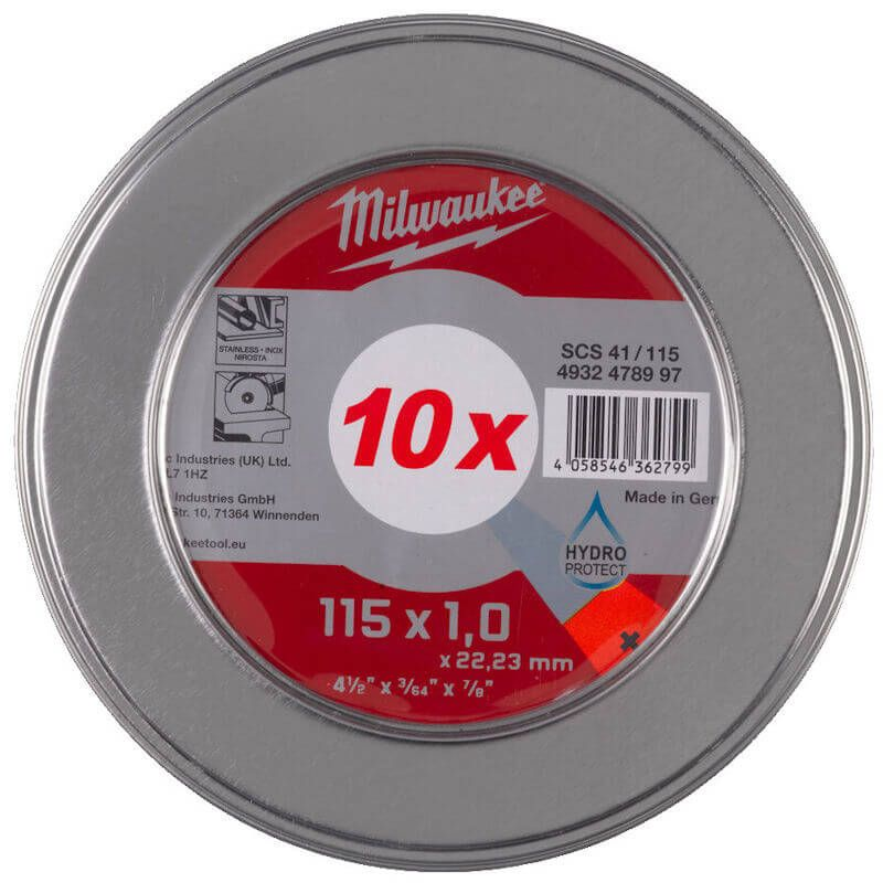 Milwaukee 10 Piece 115mm x 1mm SCS 41 PRO+ Thin Metal Cutting Disc Set 4932478997