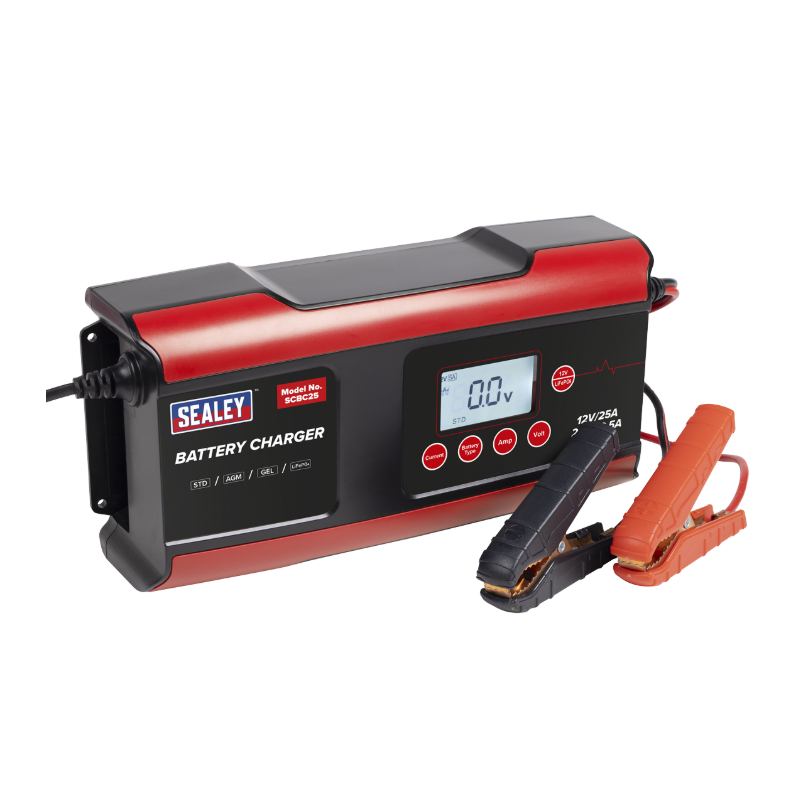 Sealey SCBC25 12/24V Compact Smart Battery Charger & Maintainer 25A