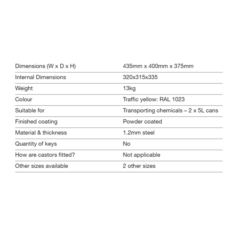 Armorgard Transbank Chem TRB1C Chemical Bank 430x400x375mm