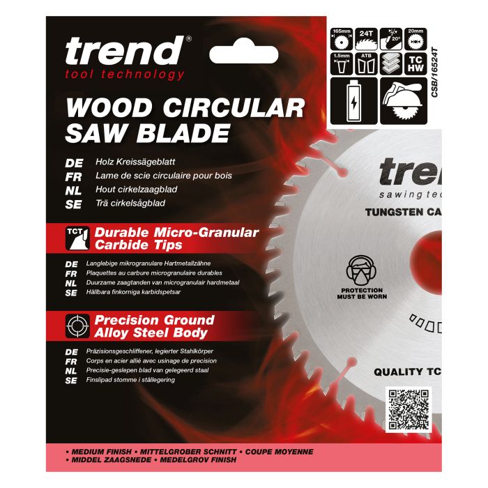CSB/16524T - Trend Wood Cordless Circular Saw Blade 165mm x 20mm x 24T