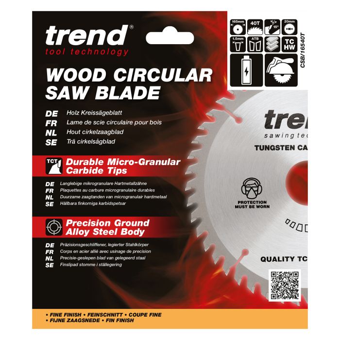 CSB/16540T - Trend Wood Cordless Circular Saw Blade 165mm x 20mm x 40T