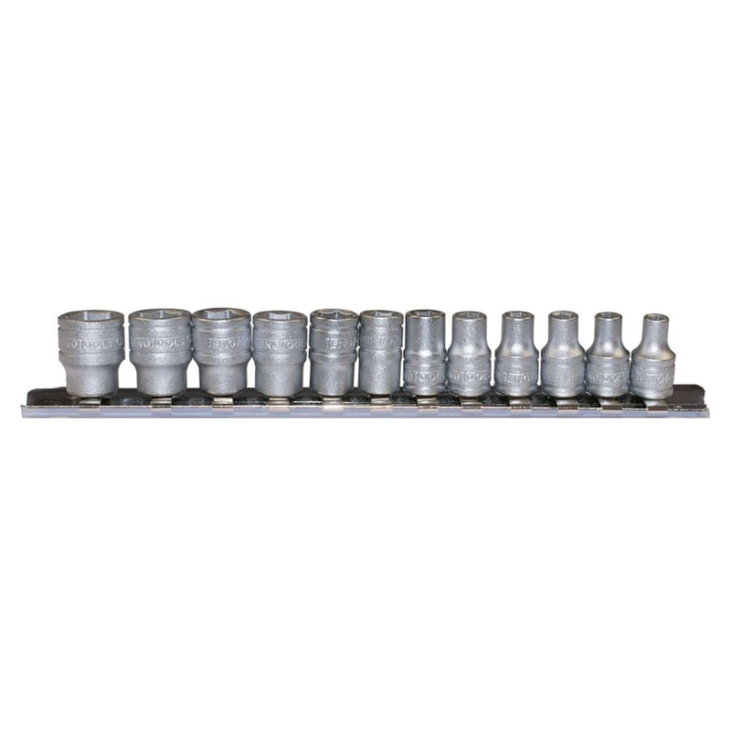 Teng Tools 1/4" Socket Clip Rail Set 6 pt 12 Pieces M1412