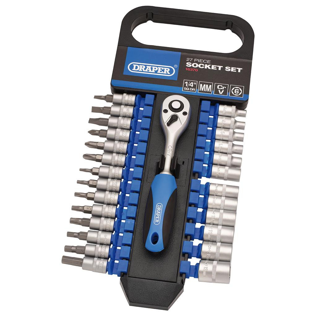 Draper 16370 Metric Socket Set, 1/4" Square Drive 27pc