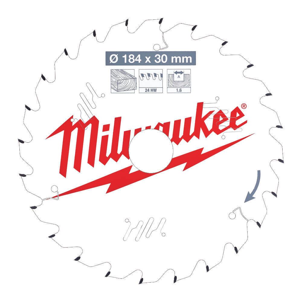 Milwaukee 184mm x 30mm x 24T Circular Saw Blade with Anti-Friction Coating 4932471297