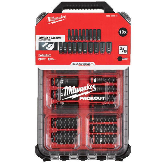 Milwaukee 19 Piece ShockWave Impact Duty 3/8" Drive Deep Impact Socket Packout Set 4932480946
