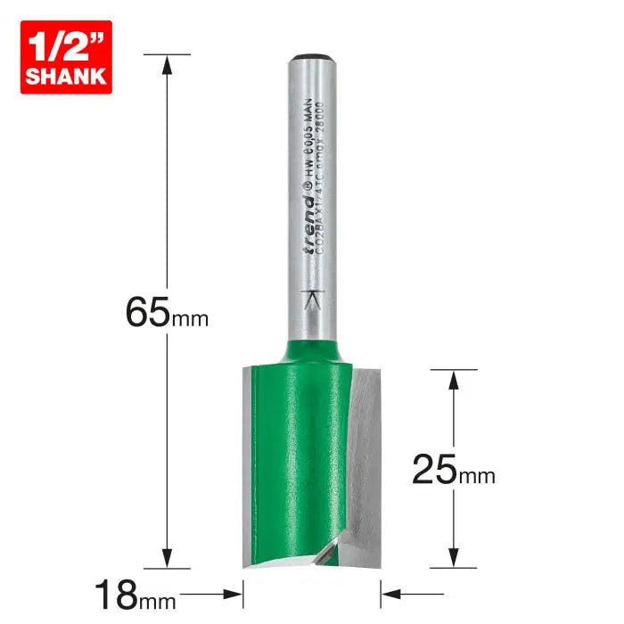 TREND C028A TWO FLUTE CUTTER 18MM DIAMETER 1/4" SHANK