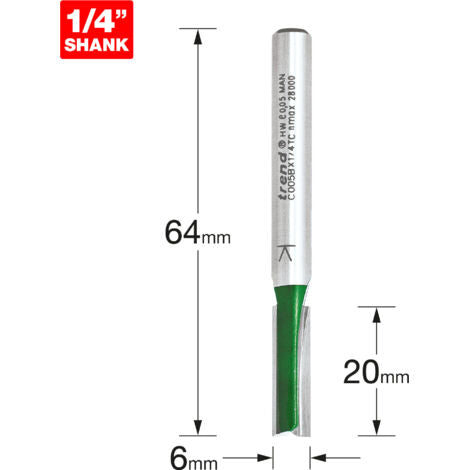 TREND C005B 1/4" TUNGSTEN CARBIDE 2 FLUTE ROUTER CUTTER