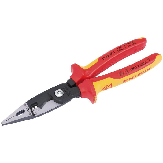 KNIPEX 13 88 200 UK SBE Fully Insulated Electricians Universal Installation Pliers 200mm