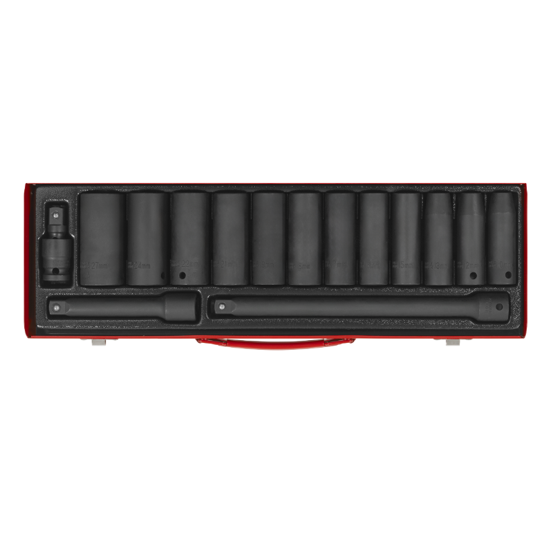Sealey 15pc 1/2'' SQ Drive Deep Impact Socket Set AK5815M
