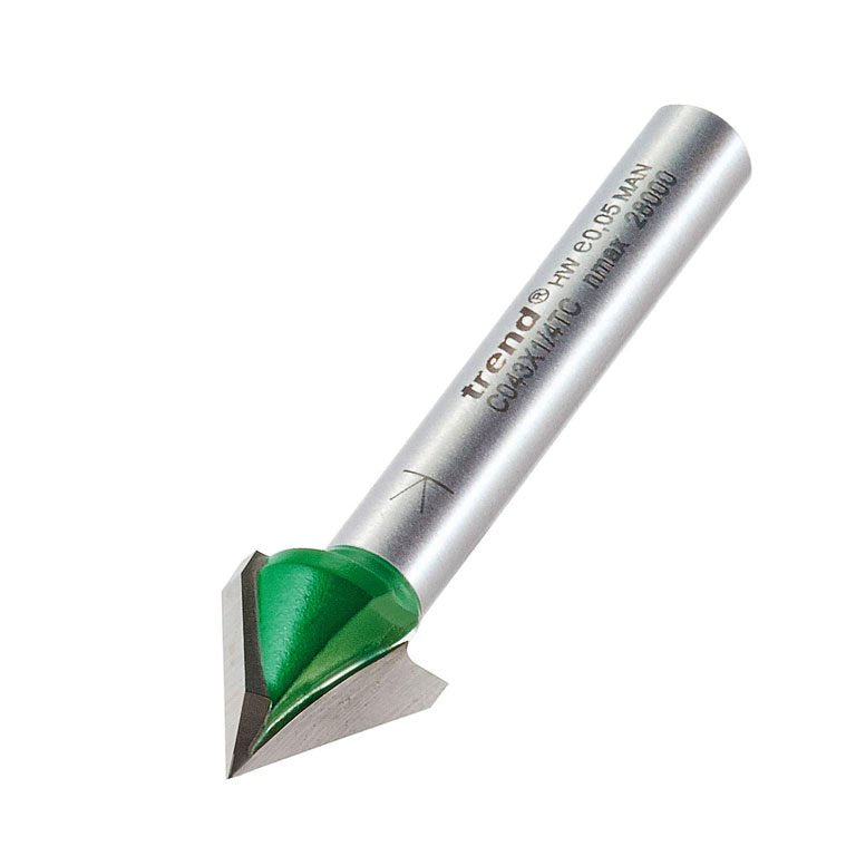 TREND C043 CHAMFER V GROOVE CUTTER ANGLE=60 DEGREES 1/4" SHANK