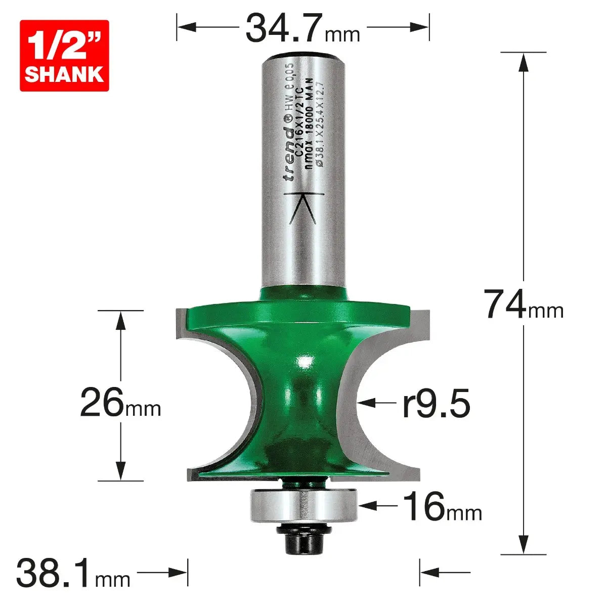 TREND C209 INTUMESCENT CUTTER 10MM X 24MM 1/4" SHANK