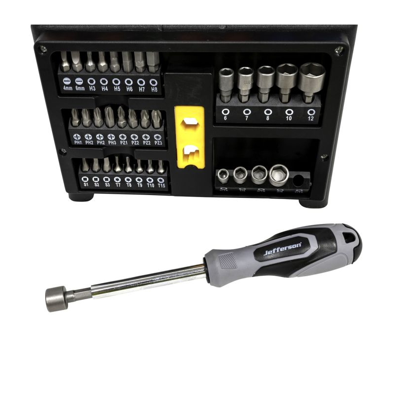 Jefferson CR-V 61pc Hammer Thru Screw Driver Bit & Nut Driver Set JEFDSET061