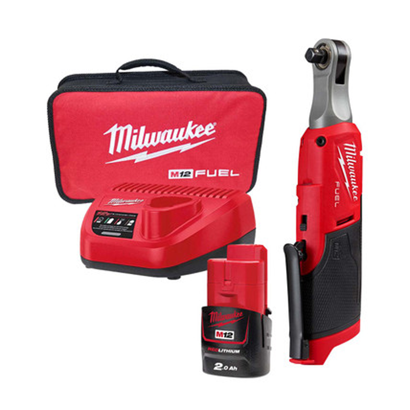 Milwaukee M12FHIR38-201C M12 FUEL High Speed 3/8" Ratchet (2Ah, Charger, Bag)