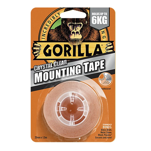 Gorilla Crystal Clear Mounting Tape 25mm x 1.5m
