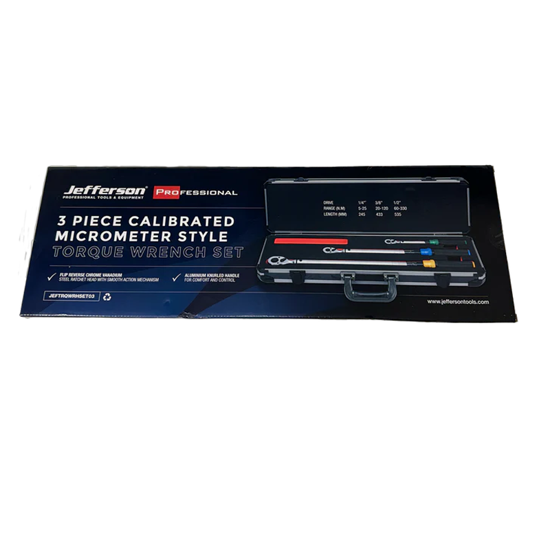 Jefferson 3pc Calibrated Micrometer Style Torque Wrench Set JEFTRQWRHSET03