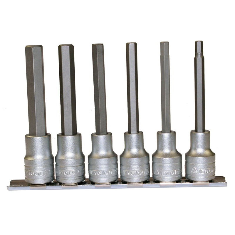 Teng Tools 1/2" Long Hex Bit Socket Clip Rail Set 6 Pieces M1211