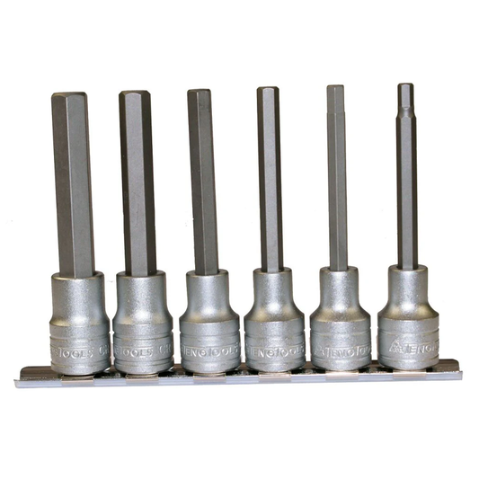 Teng Tools 1/2" Long Hex Bit Socket Clip Rail Set 6 Pieces M1211