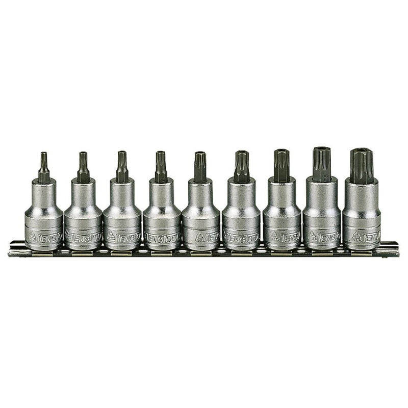 Teng Tools 1/2" TX Bit Socket Clip Rail Set 9 Pieces M1213TX