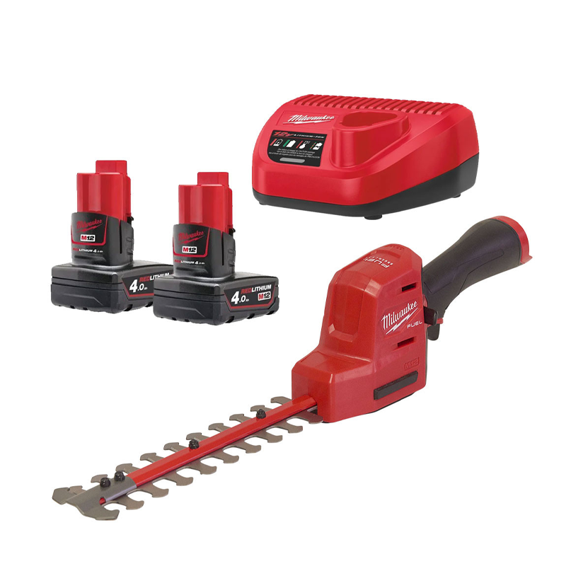 Milwaukee M12FHT20-402 20cm Hedge Trimmer Kit (2x 4ah, Batteries, Charger) 4933479973
