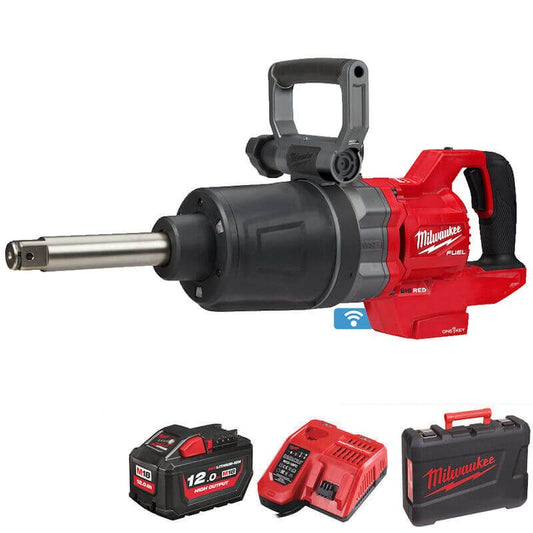 MILWAUKEE M18ONEFHIWF1D-121C 1'' FUEL D-HANDLE HIGH TORQUE IMPACT WRENCH ONE KEY FORGE KIT (12AH BATTERY, CHARGER, CASE)