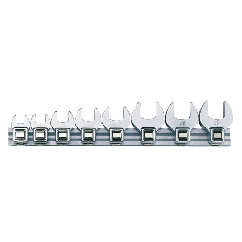 Teng Tools 3/8" Crow Foot Wrench Clip Rail Set 8 Pieces M3808MM