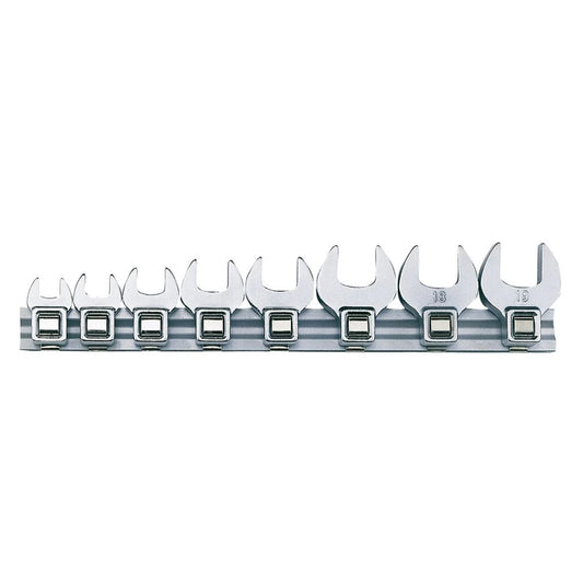 Teng Tools 3/8" Crow Foot Wrench Clip Rail Set 8 Pieces M3808MM
