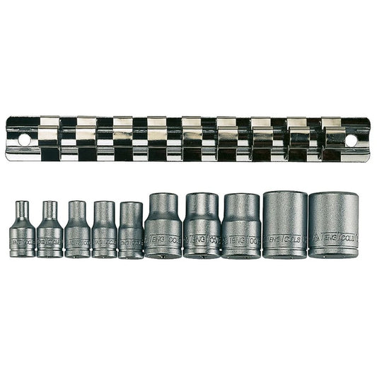 Teng Tools 1/4" & 3/8" TX-E Socket Clip Rail Set 10 Pieces M3814