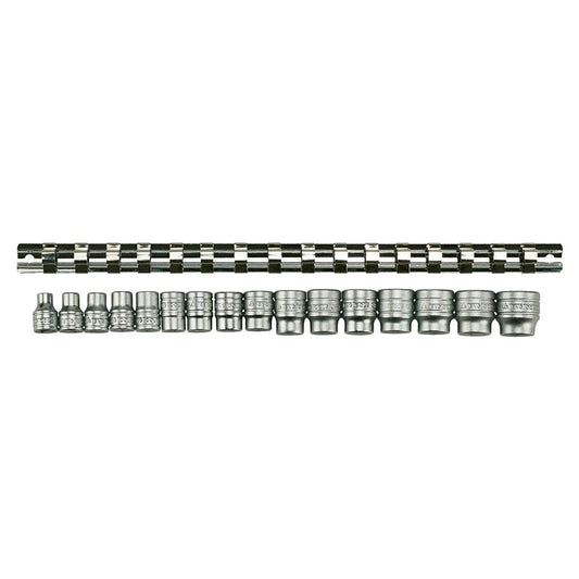 Teng Tools 3/8" Socket Clip Rail Set 6 pt 16 Pieces M3816