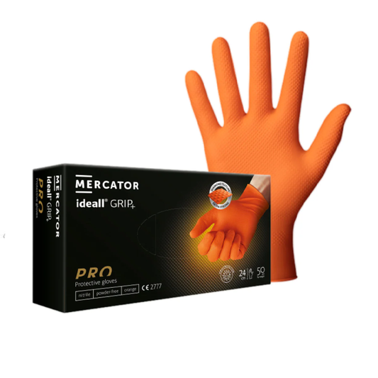 Mercator IDG Ideall Grip Strong Nitrile Gloves Orange IDG (Small-XXL)