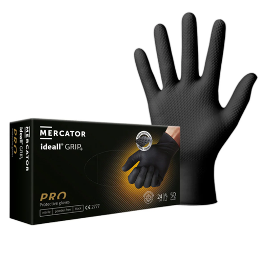 Mercator IDG Ideall Grip Nitrile Glove Black IDG-BLACK (Small-XXL)