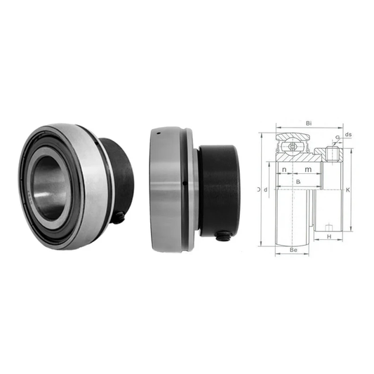 SA206 FK Flat Back Spherical Outer Bearing Insert with Eccentric Collar Lock 30mm Bore 0.3kg