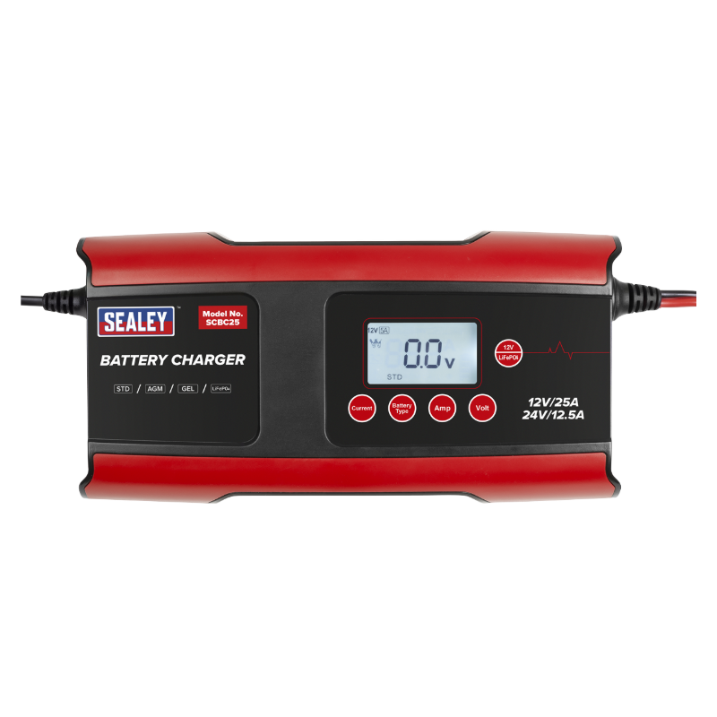 Sealey SCBC25 12/24V Compact Smart Battery Charger & Maintainer 25A