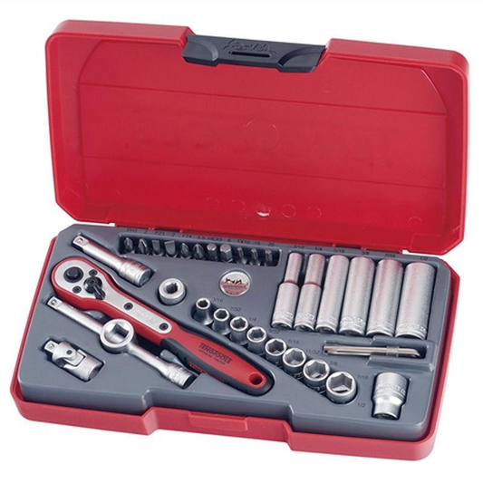 Teng T1435AF 35 Piece 1/4″ Drive Imperial Spanner & Socket Set AF