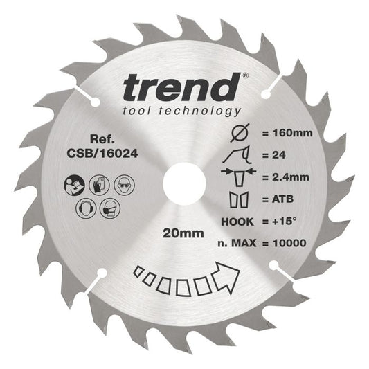 CSB/16024 - Trend Wood Circular Saw Blade 160mm x 20mm x 24T