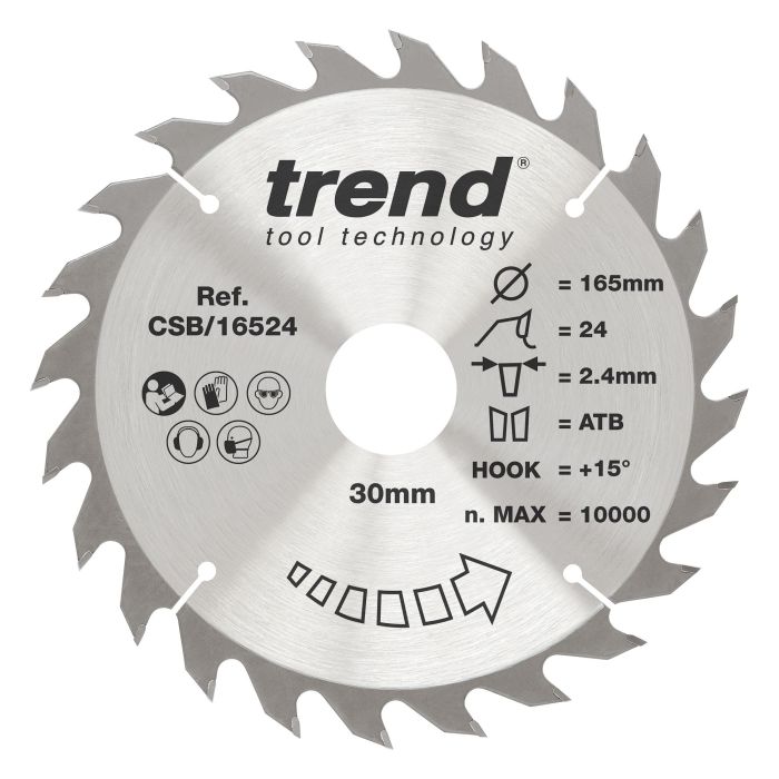 CSB/16524 - Trend Wood Circular Saw Blade 165mm x 30mm x 24T
