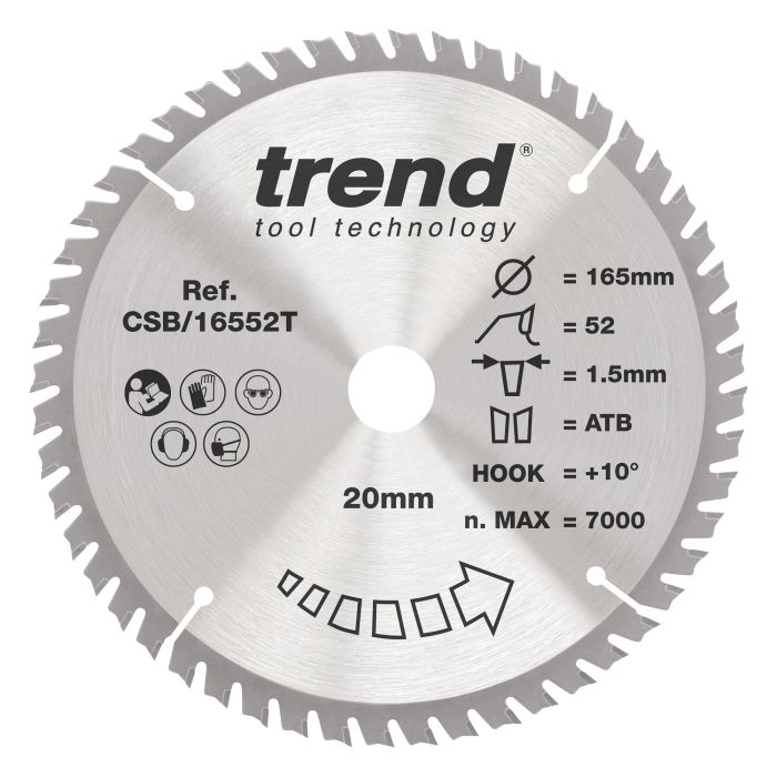 CSB/16552T - Trend Wood Cordless Circular Saw Blade 165mm x 20mm x 52T