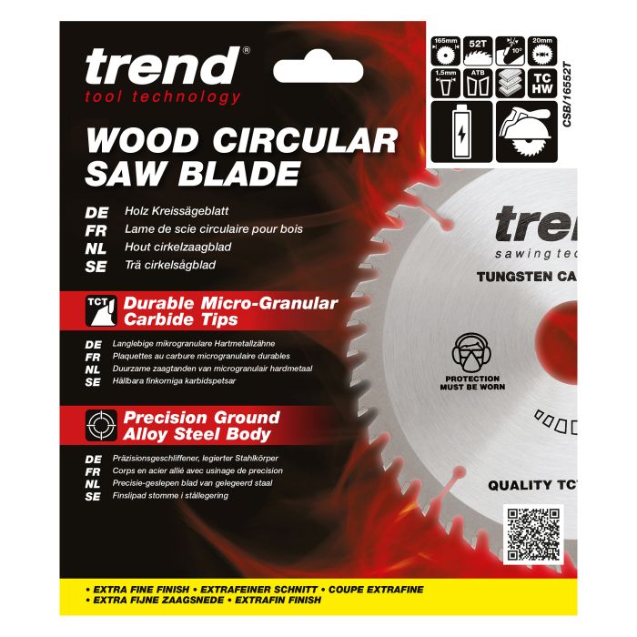 CSB/16552T - Trend Wood Cordless Circular Saw Blade 165mm x 20mm x 52T