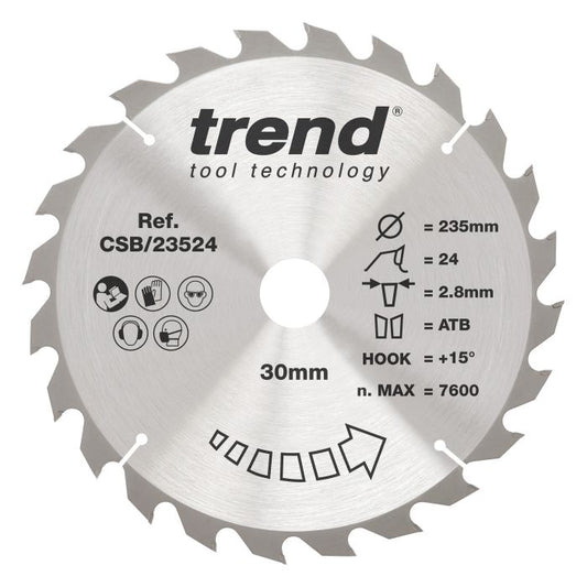 CSB/23524 - Trend Wood Circular Saw Blade 235mm x 30mm x 24T
