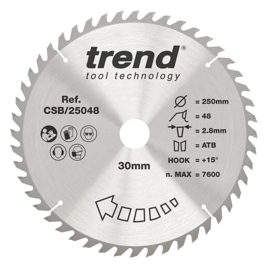 CSB/25048 - Trend Wood Circular Saw Blade 250mm x 30mm x 48T