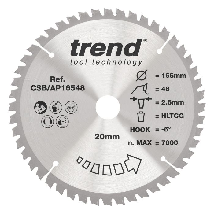 CSB/AP16548 - Trend Aluminium/Plastic Circular Saw Blade 165mm x 20mm x 48T