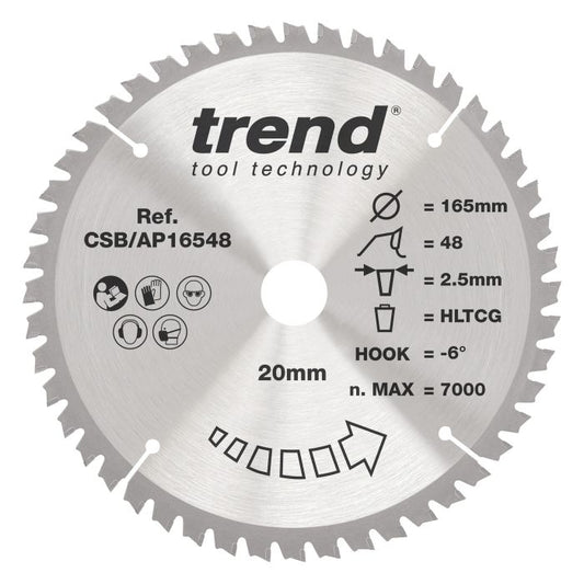 CSB/AP16548 - Trend Aluminium/Plastic Circular Saw Blade 165mm x 20mm x 48T
