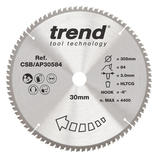 CSB/AP30584 - Trend Aluminium/Plastic Circular Saw Blade 305mm x 30mm x 84T
