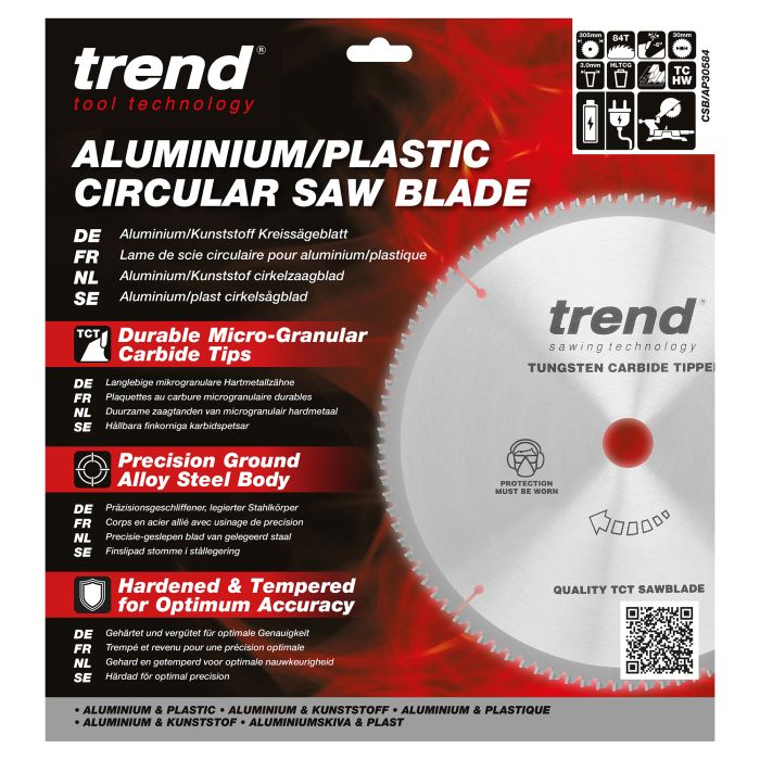 CSB/AP30584 - Trend Aluminium/Plastic Circular Saw Blade 305mm x 30mm x 84T