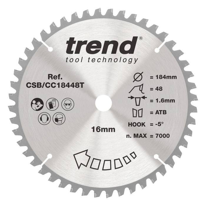 CSB/CC18460T - Trend Wood Cordless Mitre Saw Blade 184mm x 16mm x 60T