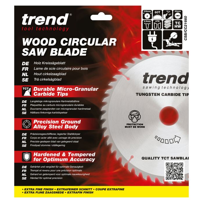 CSB/CC21660 - Trend Wood Mitre Saw Blade 216mm x 30mm x 60T