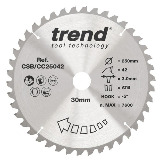 CSB/CC25042 - Trend Wood Mitre Saw Blade 250mm x 30mm x 42T