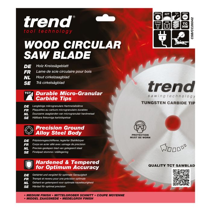CSB/CC26042 - Trend Wood Mitre Saw Blade 260mm x 30mm x 42T