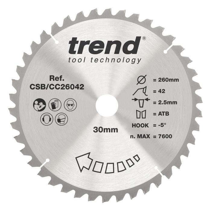CSB/CC26042 - Trend Wood Mitre Saw Blade 260mm x 30mm x 42T